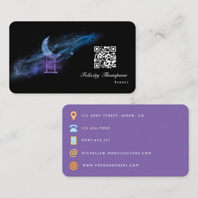 Cartão de Visita Galaxy Glitter (Frente/Verso)