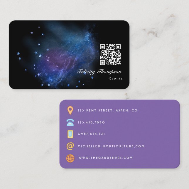 Cartão de Visita Galaxy Glitter (Frente/Verso)