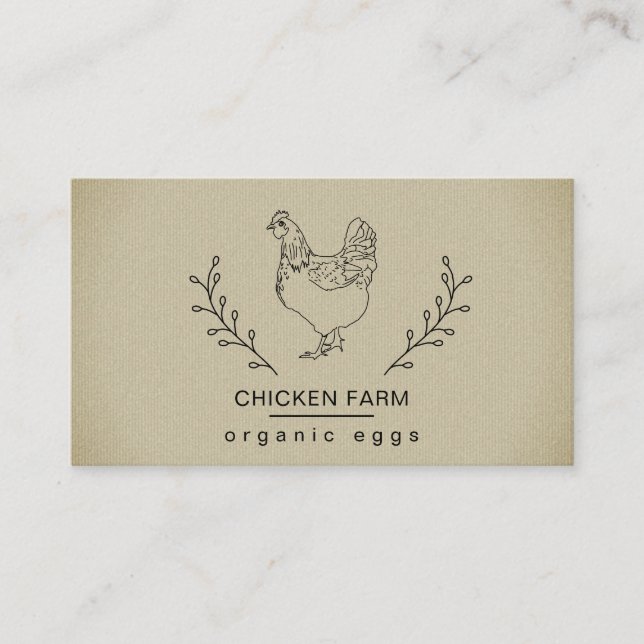 Cartão De Visita Galinha De Ovos Orgânicos Galinha De Fazenda Vinta (Frente)