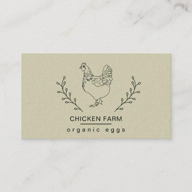 Cartão De Visita Galinha De Ovos Orgânicos Galinha De Fazenda Vinta (Frente)