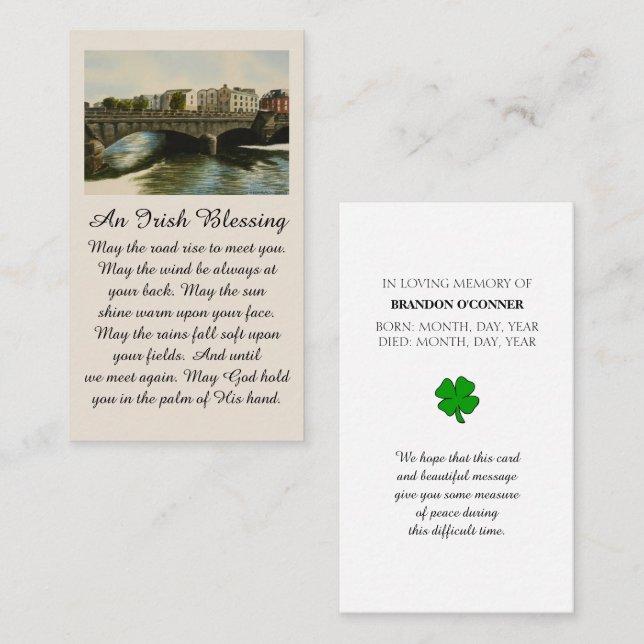 Cartão De Visita Galway Heart Condolences Red Sienna Blue (Frente/Verso)