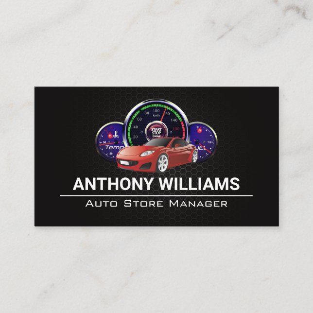 Cartão De Visita Gamas Automáticas | Carro desportivo | Fibra Metál (Frente)