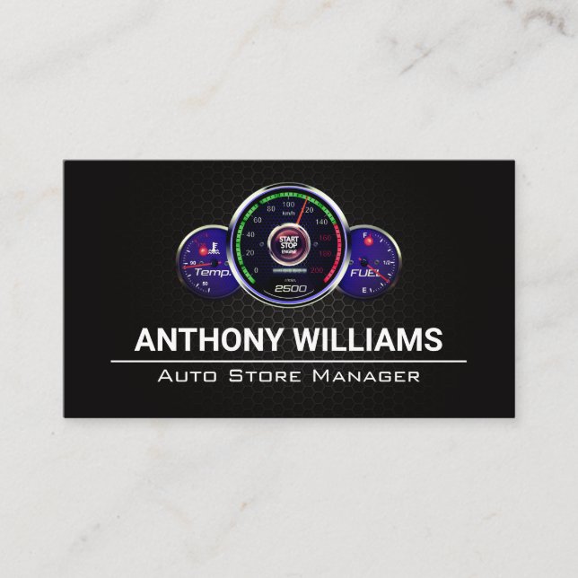 Cartão De Visita Gamas do autoindicador de velocidade | Fibra Metál (Frente)