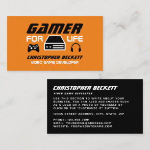 Cartão De Visita Gamer for Life, Video Game Developer, Designer