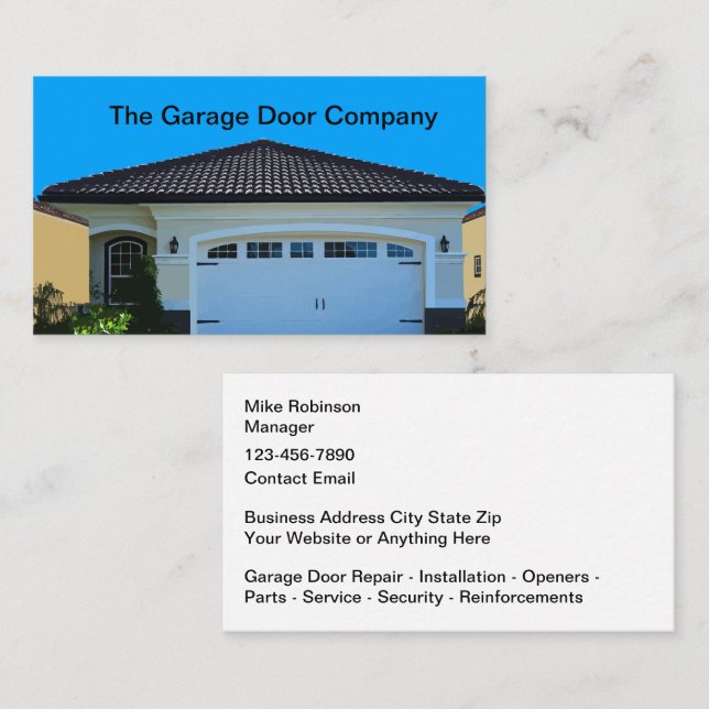 Cartão De Visita Garage Door Services And Repair Business Cards (Frente/Verso)