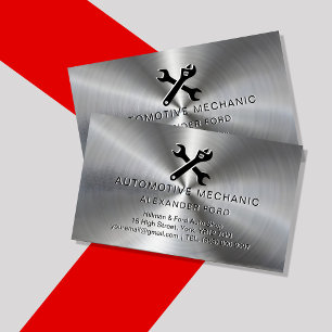 Cartão De Visita garagem mecânica prata metálica Aspecto radial