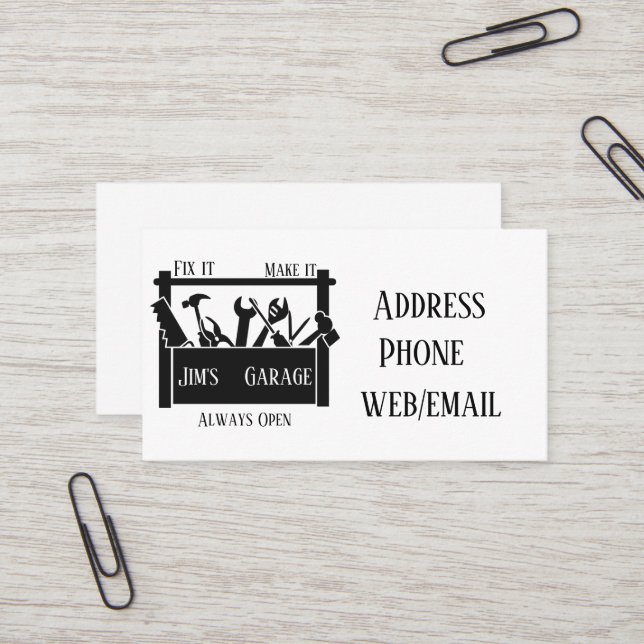 Cartão De Visita Garagem personalizada (Frente/Verso In Situ)