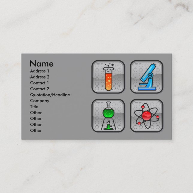 Cartão De Visita Garcya.us_ScienceIcons, Nome, Endereço 1, Endereço (Frente)