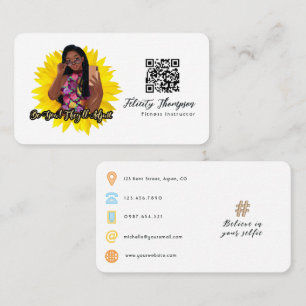 Cartão De Visita Garota de Selfie Fashion QR Code