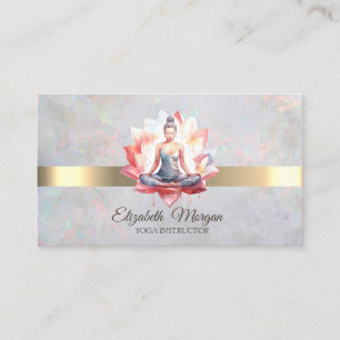 Cartão De Visita Garota Elegante Lotus Opal Instrutora de Yoga 