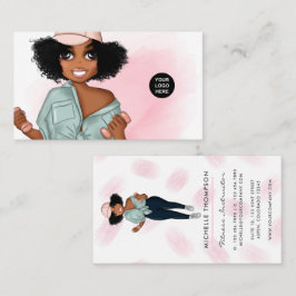 Cartão De Visita Garota Instrutora de Fitness Afro Fashion 