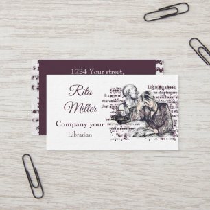 Cartão De Visita garota lendo um livro