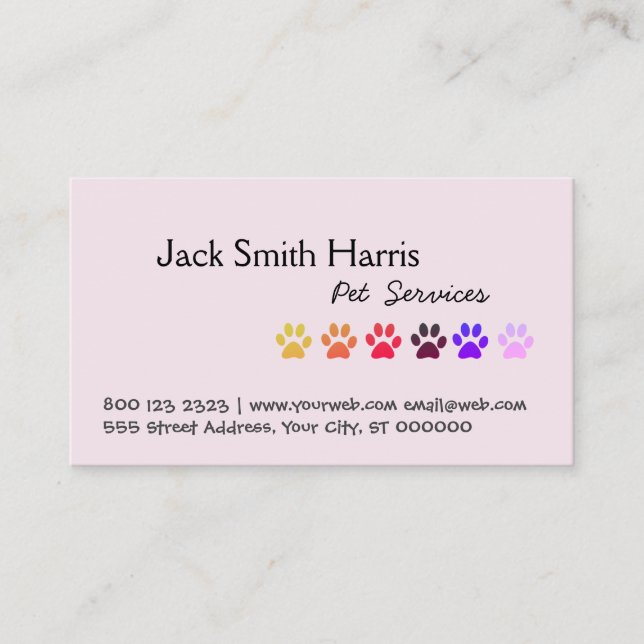 Cartão De Visita Garota Miami Paws, Pet Sitter, Pet Groomer, Vet (Frente)