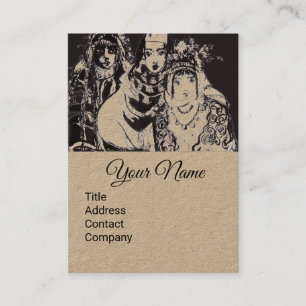 Cartão De Visita GAROTAS ANATOLIANAS Desenhando Papel Kraft Castanh
