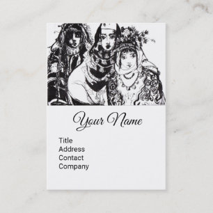 Cartão De Visita GAROTAS ANATOLIANAS Negras Desenho Étnico de Branc