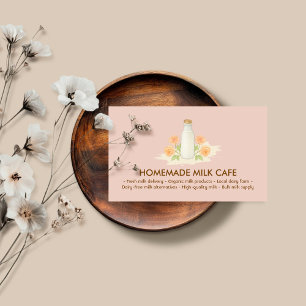 Cartão De Visita Garrafa de Leite Aquarela Floral rosa beijo