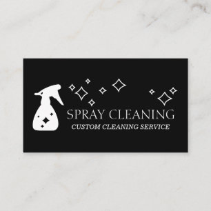 Cartão De Visita Garrafa de Spray de Limpeza Básica Simples Preta