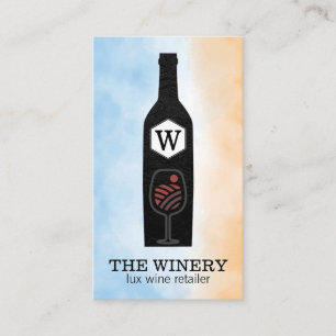 Cartão De Visita Garrafa de Vinho & Copo   Monograma