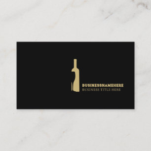 Cartão De Visita Garrafa de Vinho Dourada Sommelier Elegante Preta
