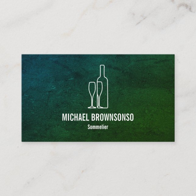 Cartão De Visita Garrafa de vinho verde sommelier (Frente)