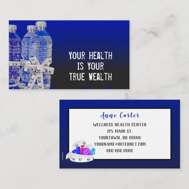 Cartão De Visita Garrafas de água e Arco de medida de fita (Frente/Verso)