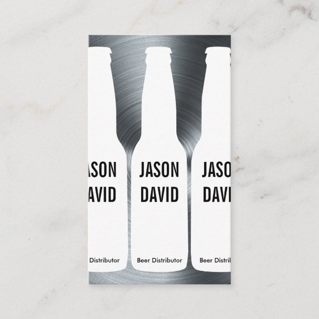 Cartão De Visita Garrafas de cerveja | Fundo Metálico (Frente)