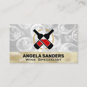 Cartão De Visita Garrafas de vinho de textura Dourada