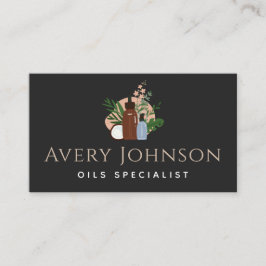 Cartão De Visita Garrafas e Plantas Especializadas em Óleos Essenci