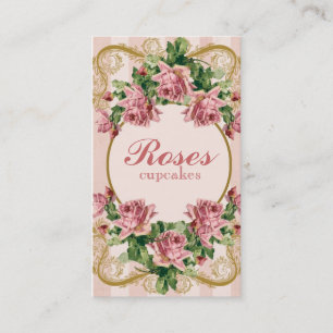Cartão de visita gasto dos rosas do vintage