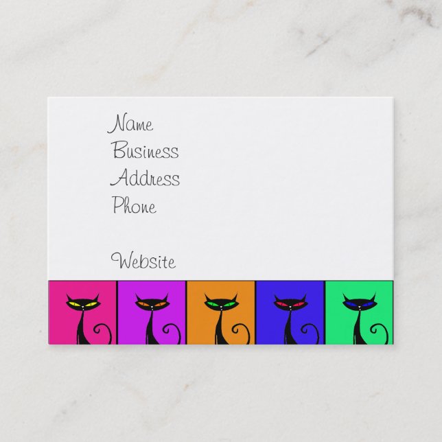 Cartão De Visita Gatinho Colorido legal Pop de Arte (Frente)