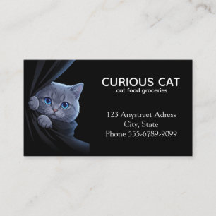 Cartão De Visita Gatinho Curioso de Olhos Azuis