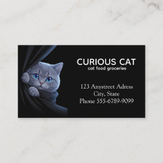 Cartão De Visita Gatinho Curioso de Olhos Azuis