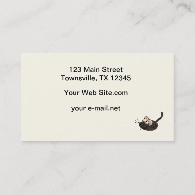 Cartão De Visita Gatinho dos desenhos animados com rato do (Verso)