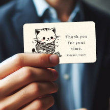 Gatinho em cabos, placa de visita