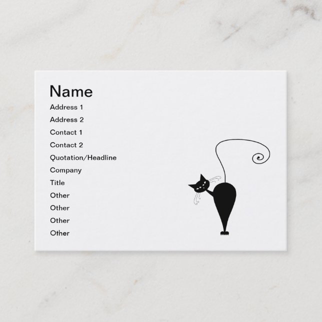 Cartão De Visita Gatinho irrisório preto 5 (Frente)