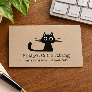 Cartão De Visita Gatinho Preto Fofo Felino Divertido Animal Exc