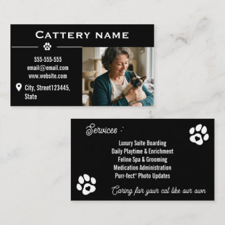 Cartão De Visita Gatinho Preto Minimalista Personalizável