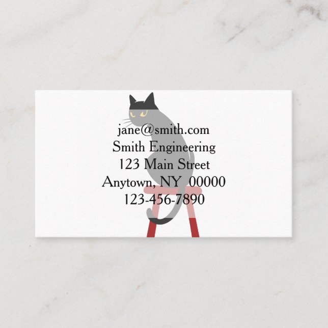 Cartão De Visita gatinho sentado em bancos de madeira - Escolher co (Frente)