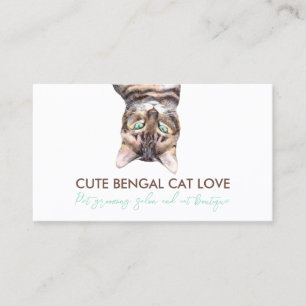 Cartão De Visita Gato Bengal Cuidador de Animais Engraçado