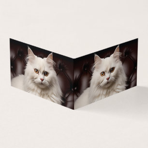 Cartão De Visita Gato branco majestoso