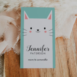 Cartão De Visita Gato de Gatinho Branco e Gatinho Branco de mamãe
