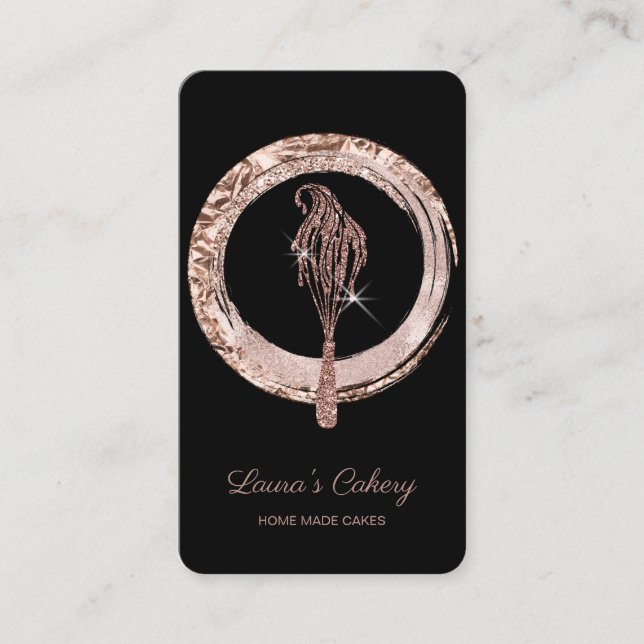 Cartão De Visita Gato de gotas e doces para a Home Bakery do Cupcak (Frente)