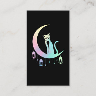 Cartão De Visita Gato de Gótico de Pastel de Lua Wicca do Crescent
