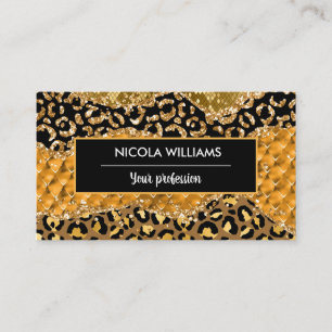 Cartão De Visita Gato de Impressão Animal Safari Selvagem Verde e D