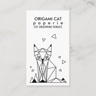 Cartão De Visita Gato de Origami Geométrico Minimalista