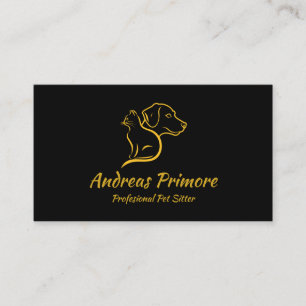 Cartão De Visita Gato Elegante e Cão com código QR personalizado