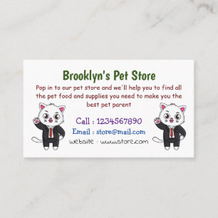 Cartão De Visita Gato gatinho bonito em desenho animado