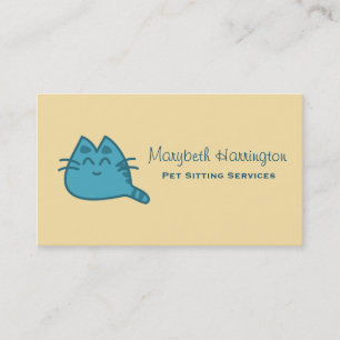 Cartão De Visita Gato Gatinho Sorridente Azul