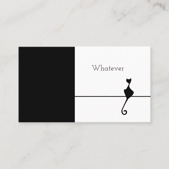 Cartão De Visita Gato Negro Elegante (Frente)