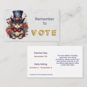 Cartão De Visita Gato Patriótico Americano Vota